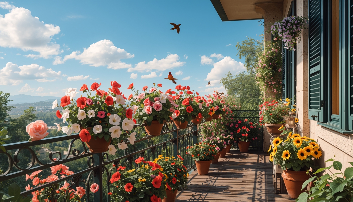 Altan med smukke blomster